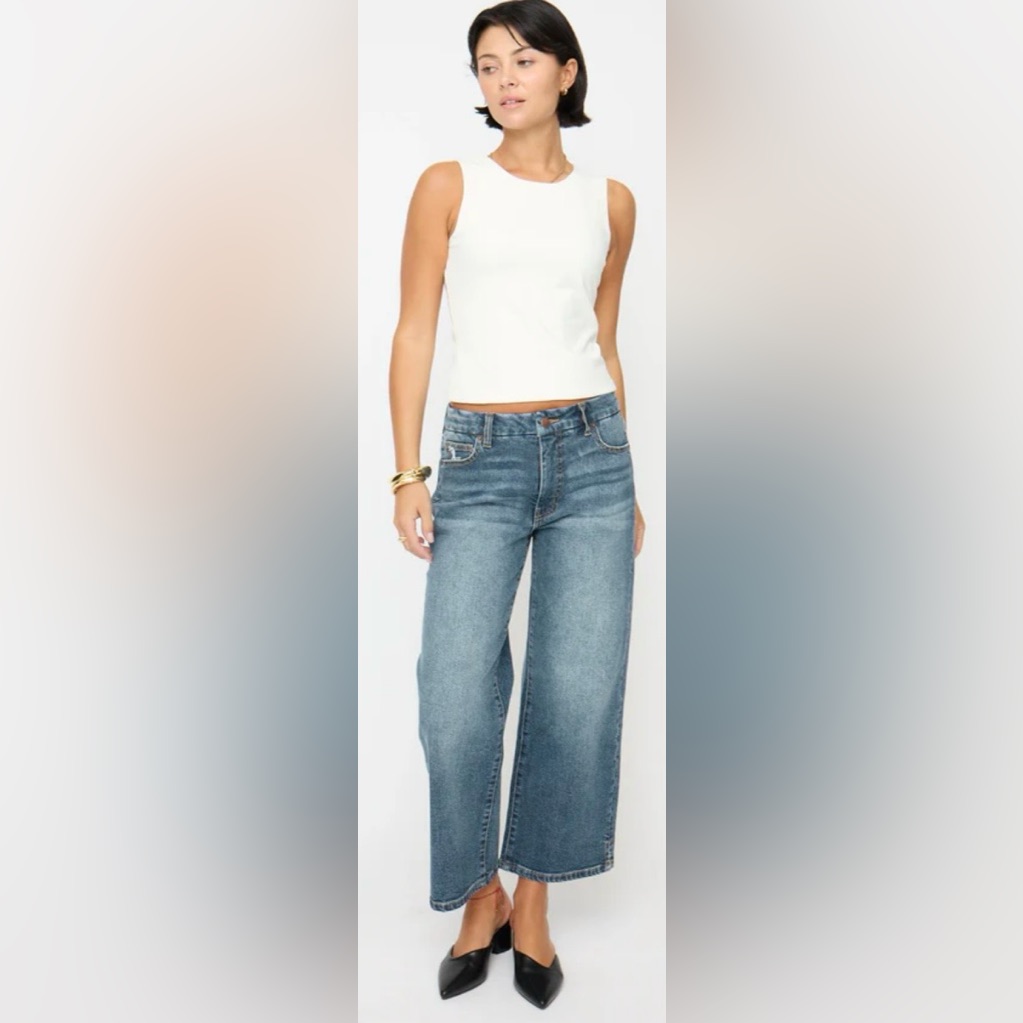 Nwt Oliver Logan Addington Wide Leg Ankle Crop Jeans In Vintage Worn Size 35 — image 7 of 8
